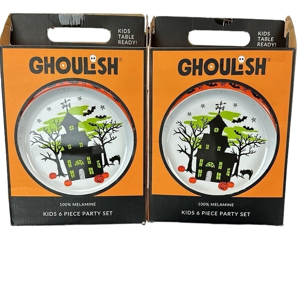 Ghoulish 2-6 Piece Party Set 100% Melamine Halloween Plates & Tumblers